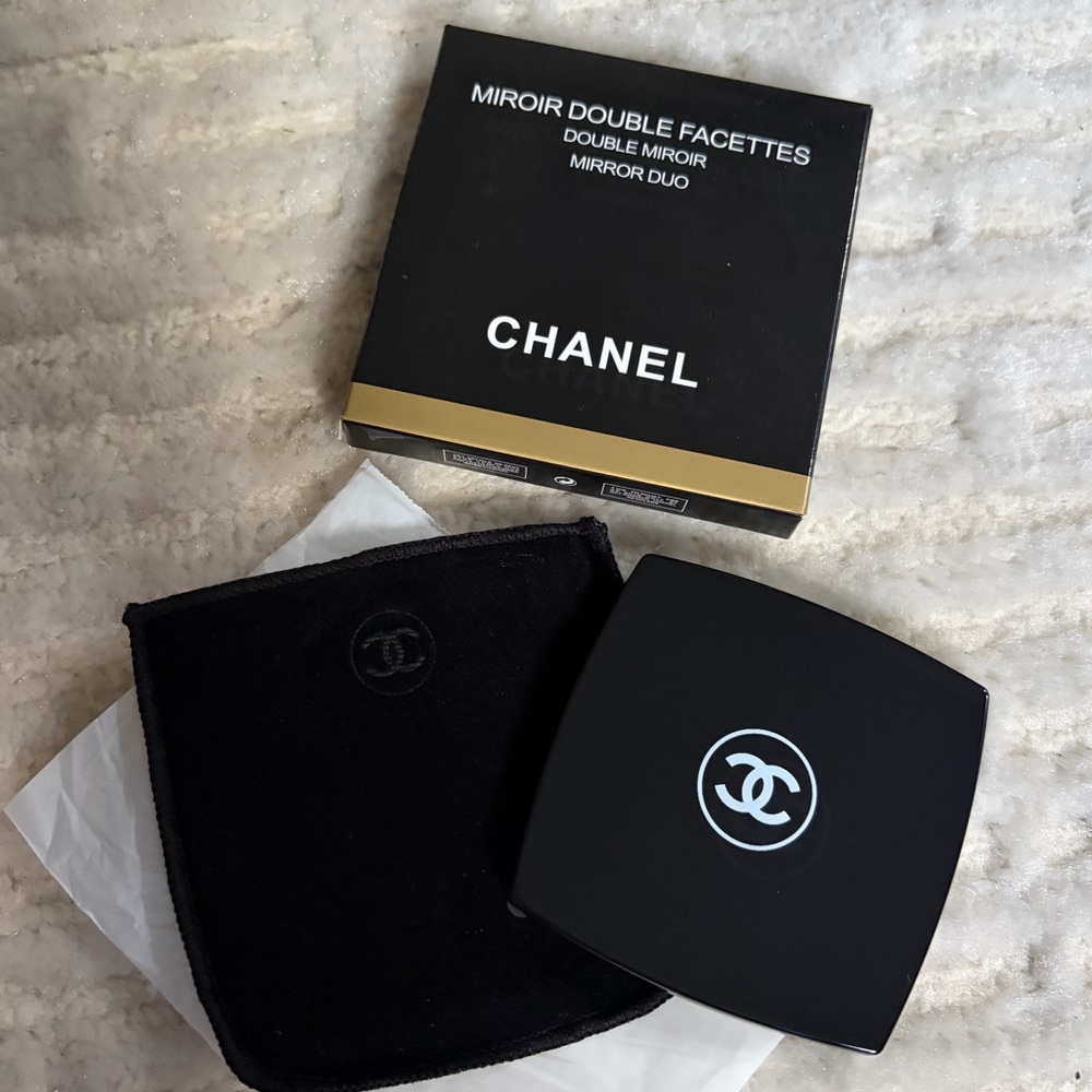 NEW Chanel Black Double Mirror w/ Box and Pouch